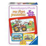 Ciągnik koparki Ravensburger i napiwek samochodowy 3x6 sztuki