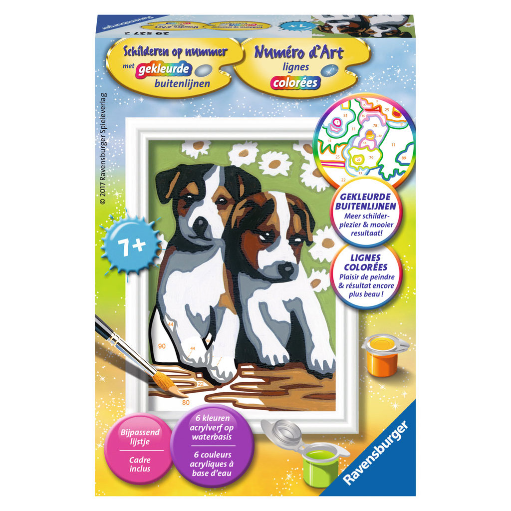 Pintura de Ravensburger en número lindos cachorros