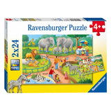 Ravensburger - Puzzle en dag i Zoo 2x24 -bitar