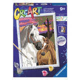 Ravensburger Creart Maleri ved nummer Sunset Horses