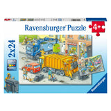 Ravensburger Jigsaw Puzzle Truck y grúa de basura, 2x24st.