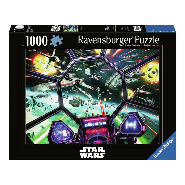 De Ravensburger huet de Puzzzel Star Wars Tie Kämpfer Cockpit, 1000st.