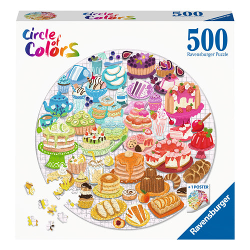 Ravensburger Jigsaw Puzzle Around Circle of Colors Desserts Pastries, 500st.