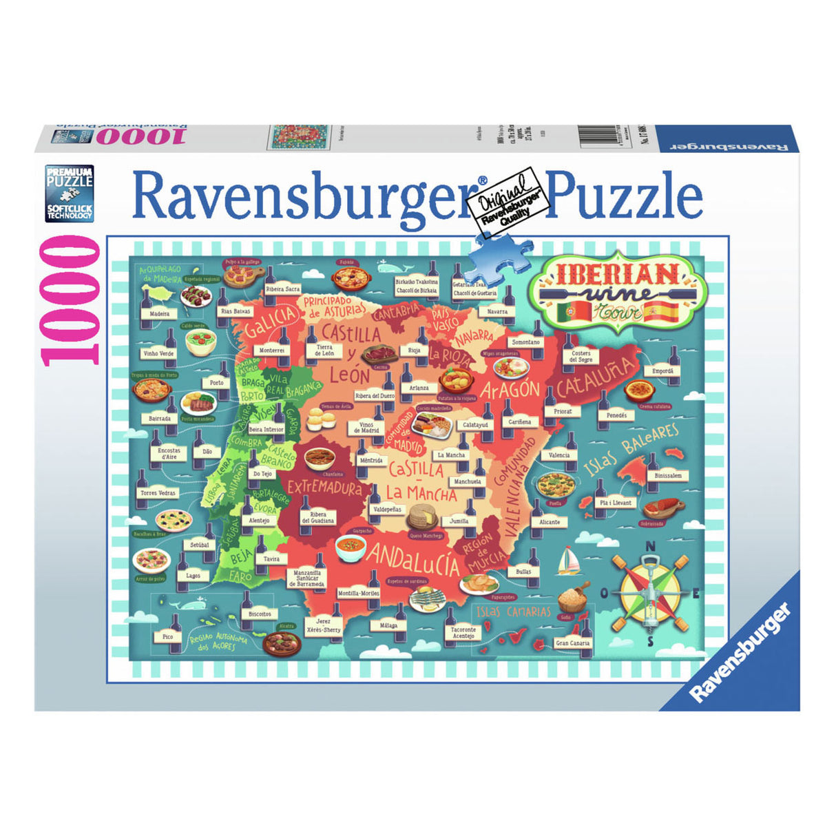 Cartella puzzle di Ravensburger Ofice o vini Iberia, 1000st.