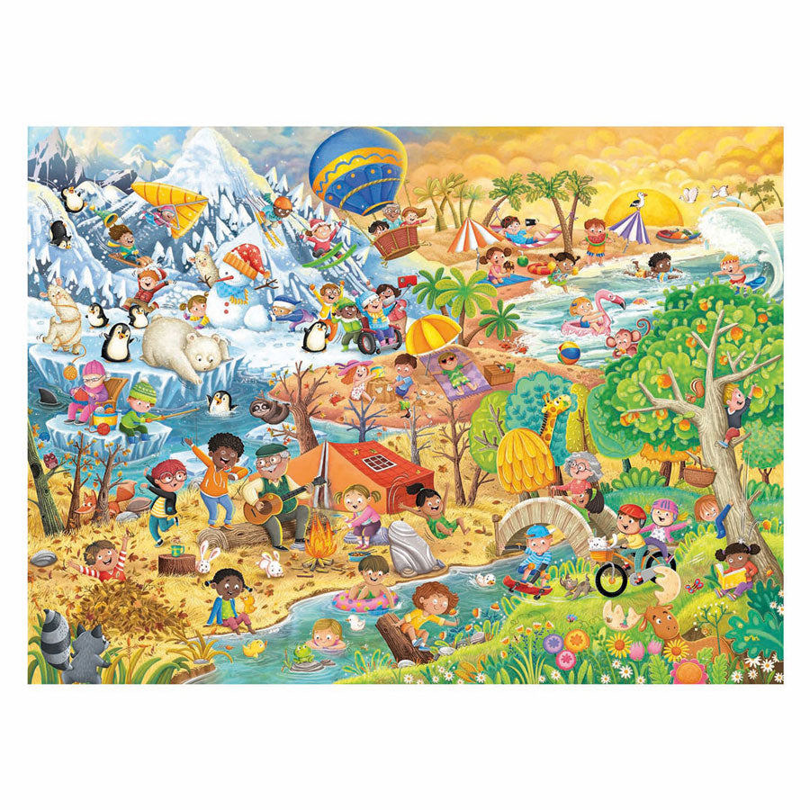 Ravensburger puzzel - vier seizoenen van plezier (4 seasons of fun) - 100 xxl stukjes