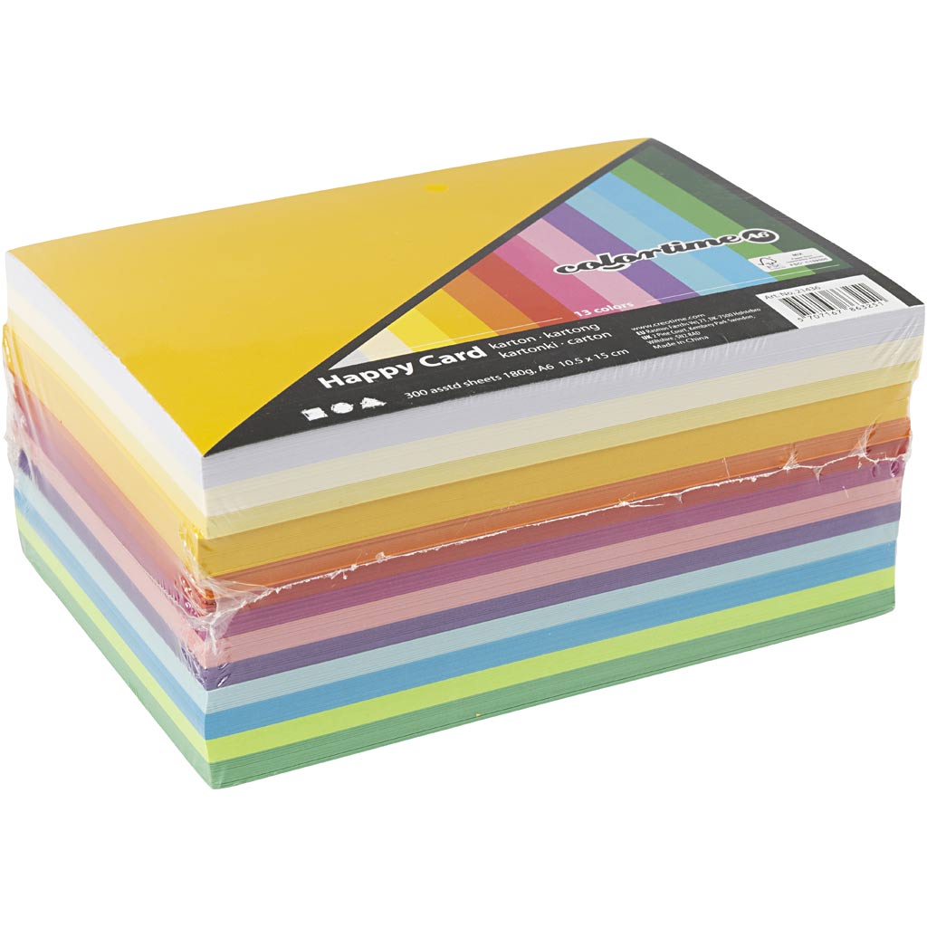 Colortime http: www.cchobby.nl lentekarton-a6-vel-105x148-mm-180-gr-diverse-kleuren-300-div-vellen-1-doos
