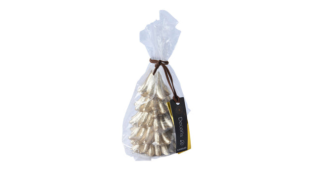 Kaars ''boom'' wax champagne h12,5 d7cm in verpakking