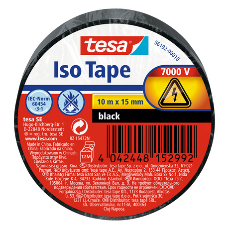 Tesa 56192-00010-22 isolatietape zwart (l x b) 10 m x 15 mm 1 stuk(s)