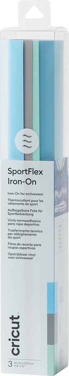 Cricut sportflex iron-on folie lichtblauw, grijs, turquoise
