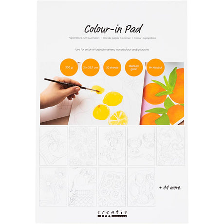 Creativ company http: www.cchobby.nl kleurblok-papier-a4-vel-210x297-mm-koudgeperst-middelgrote-korrel-300-gr-wit-20-vel-1-stuk