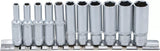 Bgs technic hexagon socket set, deep 1 4 af 4 - 13 mm 11 pcs.