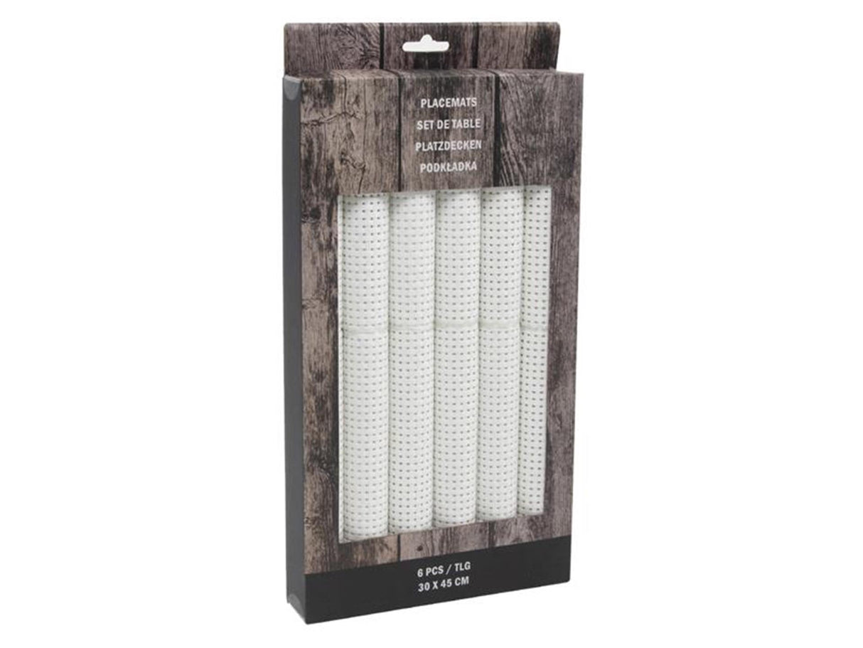Svenska living placemat 30x45cm poly wit 6-delig
