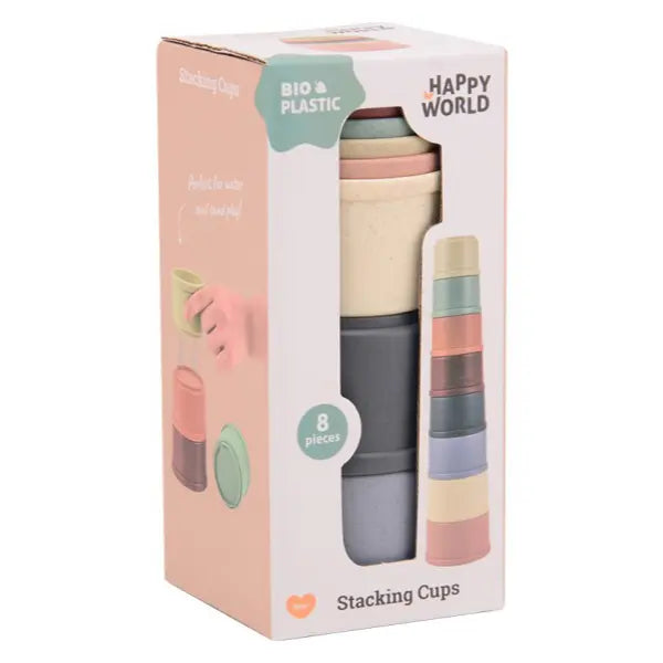 Happy world - bio plastic stapelbekers - baby speelgoed - peuter - kleuter - bad - verjaardag - kraamcadeau - jongen - meisje