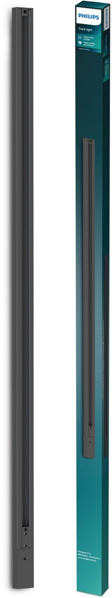 Philips easylink - 1 meter rail met stroomaansluiting - zwart - railverlichting