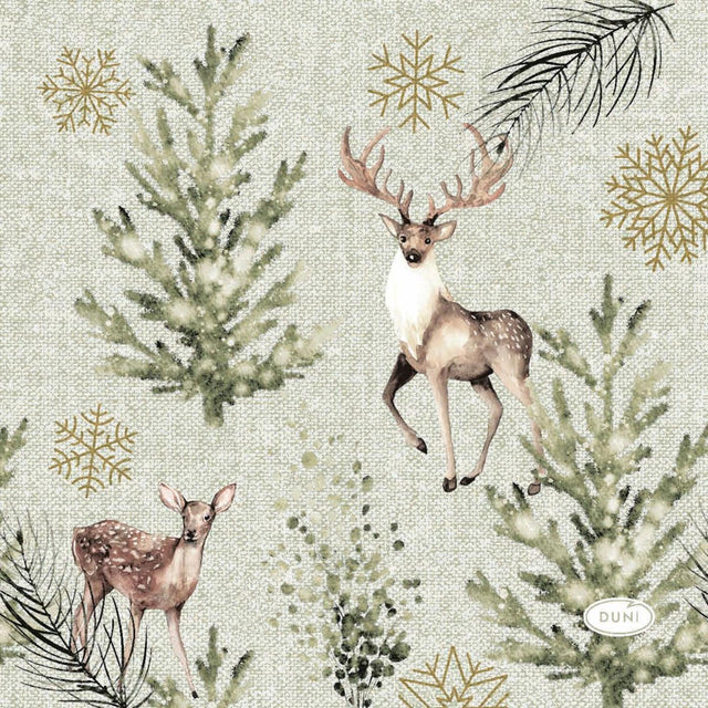 Duni servetten elegant deer 24x24cm 3-laags tissue