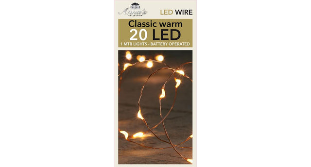 Led indoor koperdraad 20l 1m led classic - werkt op 2xaa