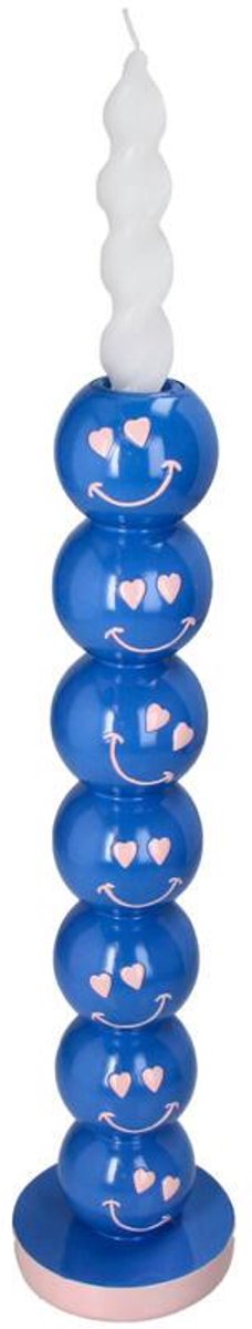 Hd collection kaarsenhouder smiley polyresin 9x9x36cm