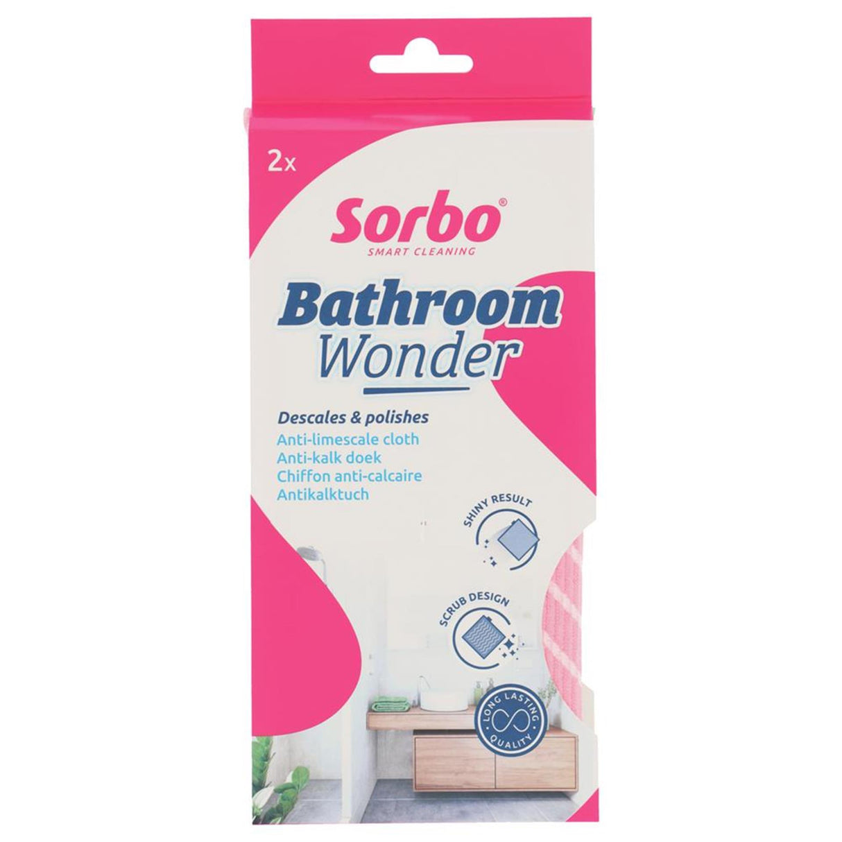Sorbo bathroom wonder - microvezeldoek badkamer - kalkverwijderaar - 2 stuks - krasvrij schoonmaken