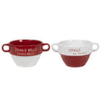 Soepkom rood wit, jingle bells ø12.5x8.5cm 2 assorti keramiek