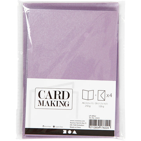 Creativ company http: www.cchobby.nl kaarten-en-enveloppen-afmeting-kaart-10-5x15-cm-afmeting-envelop-11-5x16-5-cm-parelmoer-120-210-gr-paars-4-set-1-doos