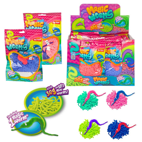 Toi-toys magische worm 15cm met mini wormpjes 50gr