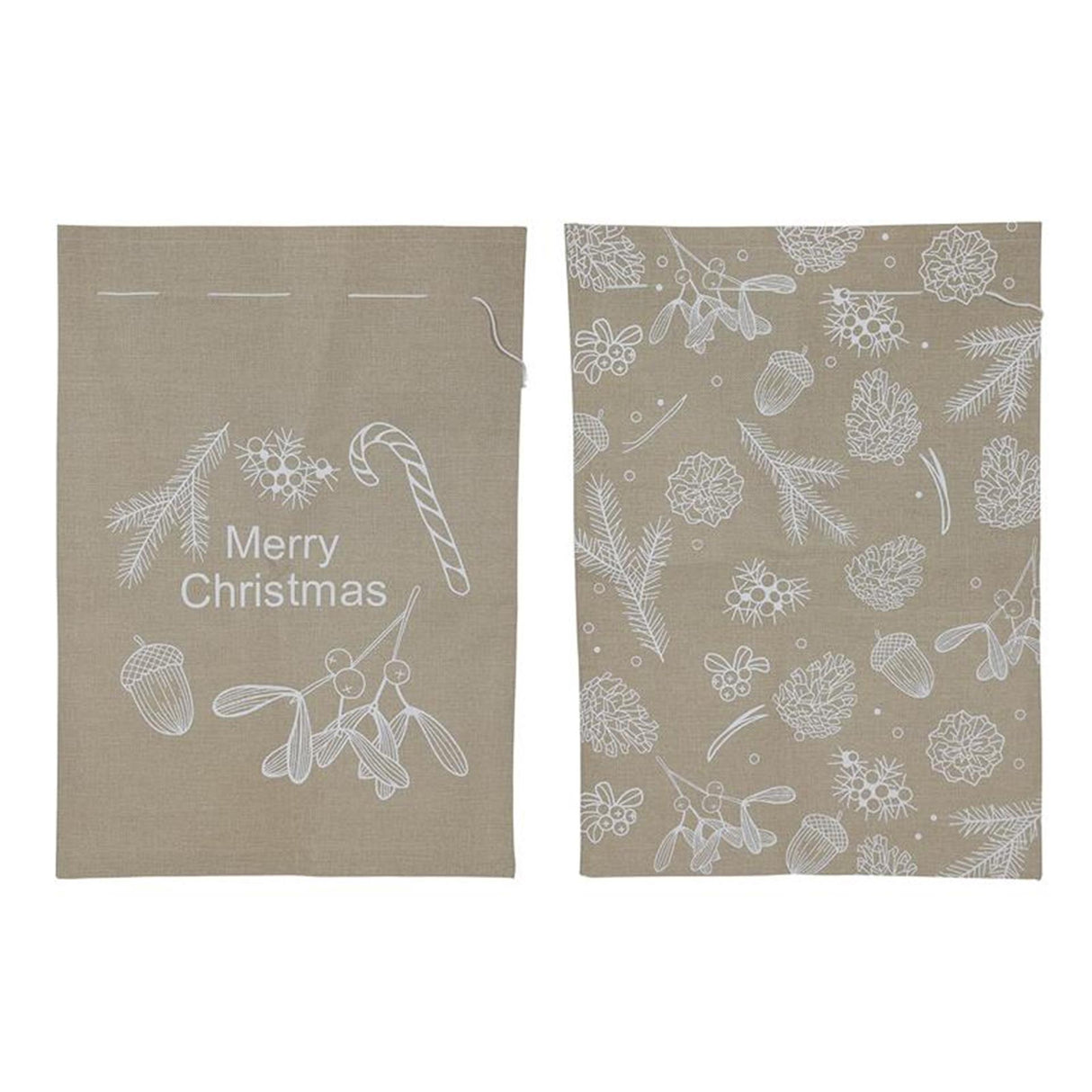 Svenska living geschenkzak kerst jute look witte print 50x70cm