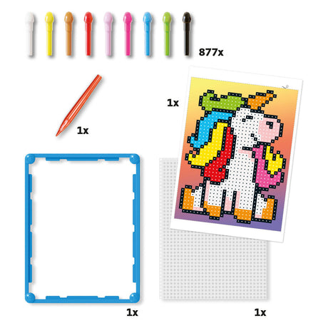 Quercetti pixel art mozaïek eenhoorn 880dlg educatief speelgoed.
