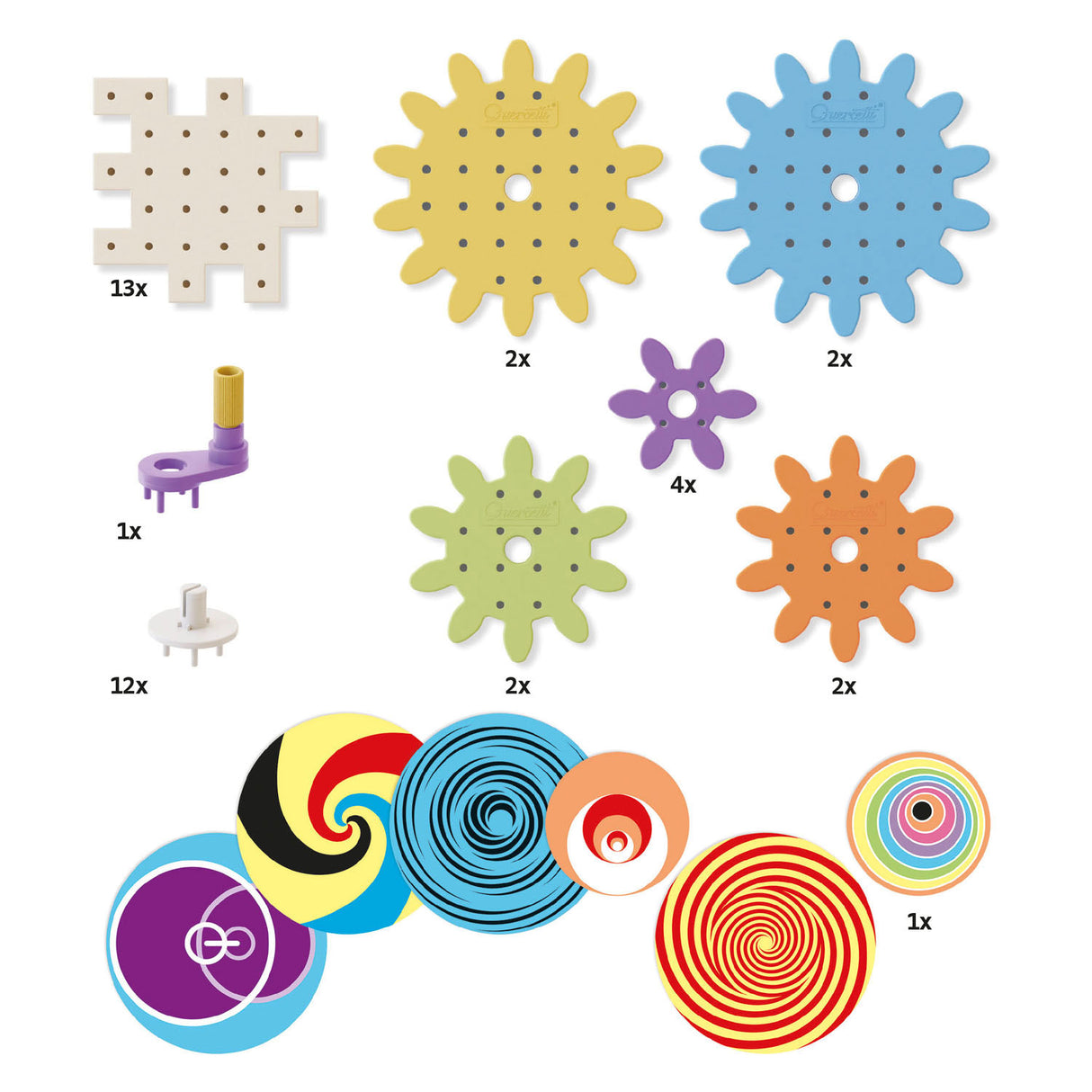 Set di attrezzature per giochi di marcia quercetti kaleido, 38dlg.