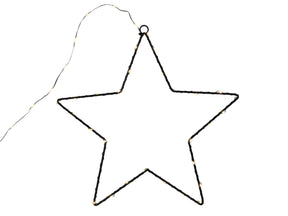 Svenska living ster metaal zwart 40cm 50lamps warmled ip44 b o met timer 3xaa met verlichte ophangkabel