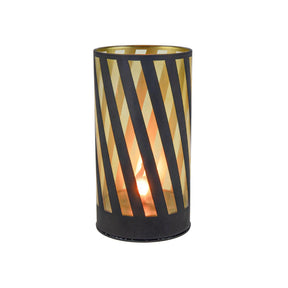 Svenska living cilinder led lichtje met vlam effect stripe zwart ø8x15cm