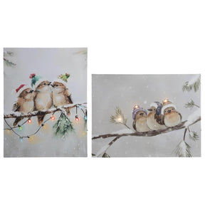 Svenska living canvas 3 vogeltjes met 3led 30x40cm 2 assorti