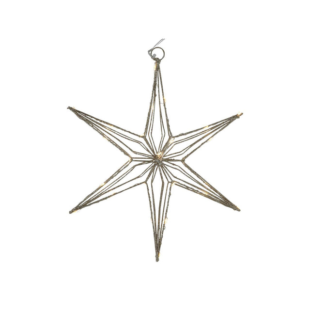 Svenska living kerst ster 6-punt goud metaal 30cm 25led warmwit met timer