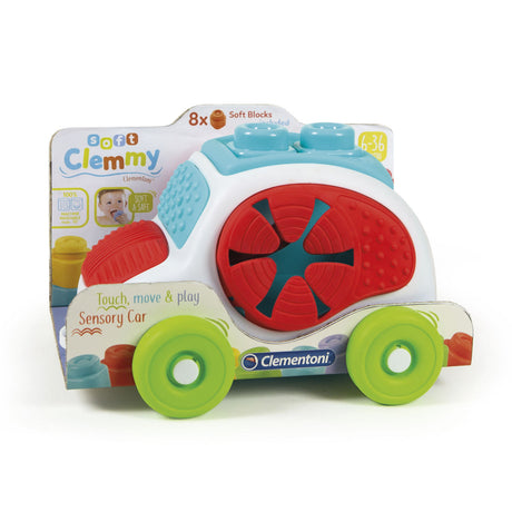Clementoni soft clemmy - sensory car - stapelblokken - baby blokken - 8 speelblokken met vormendoos auto - 6-36 maanden