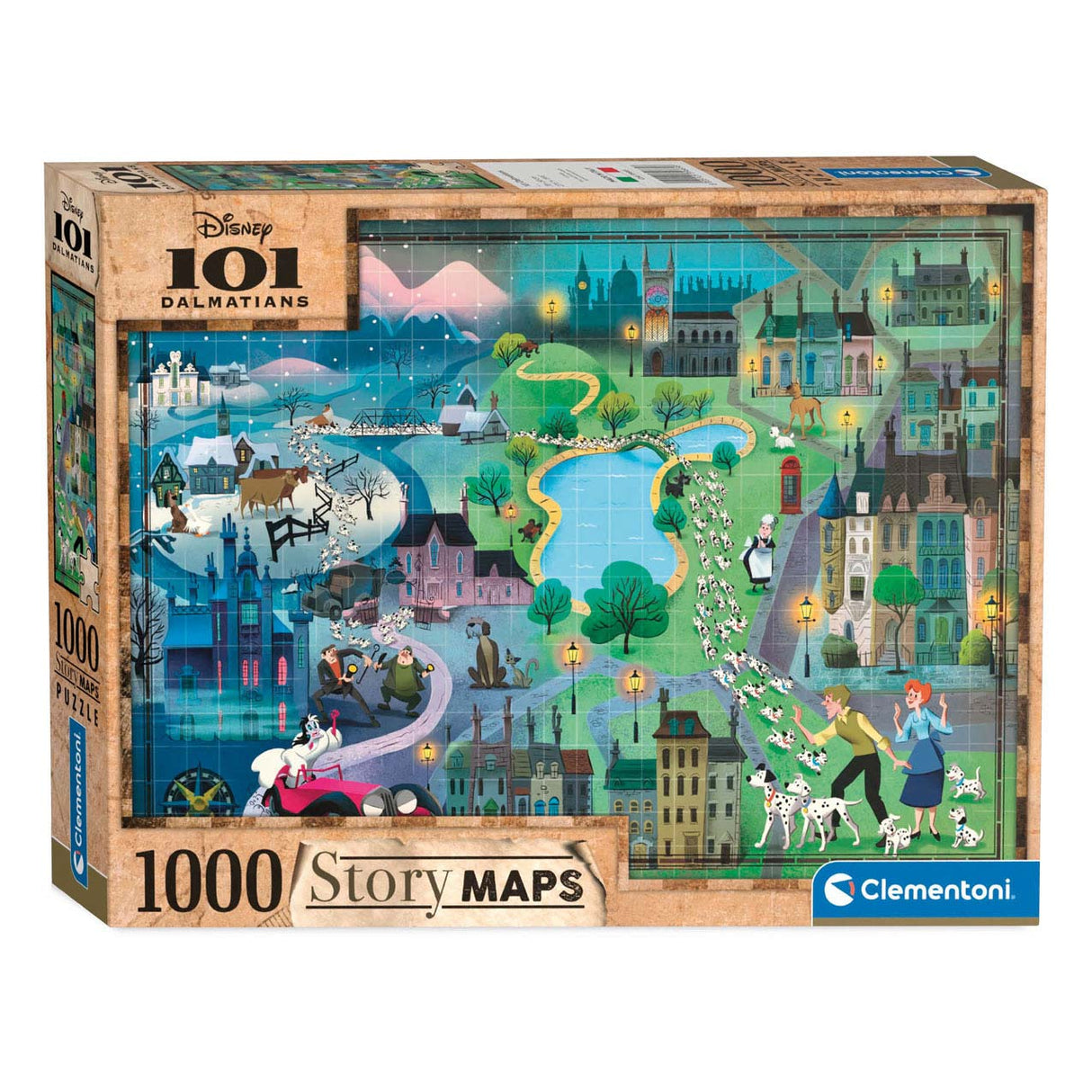 Clemtoni World Map Puzzle 101 Dalmatianer, 1000st.