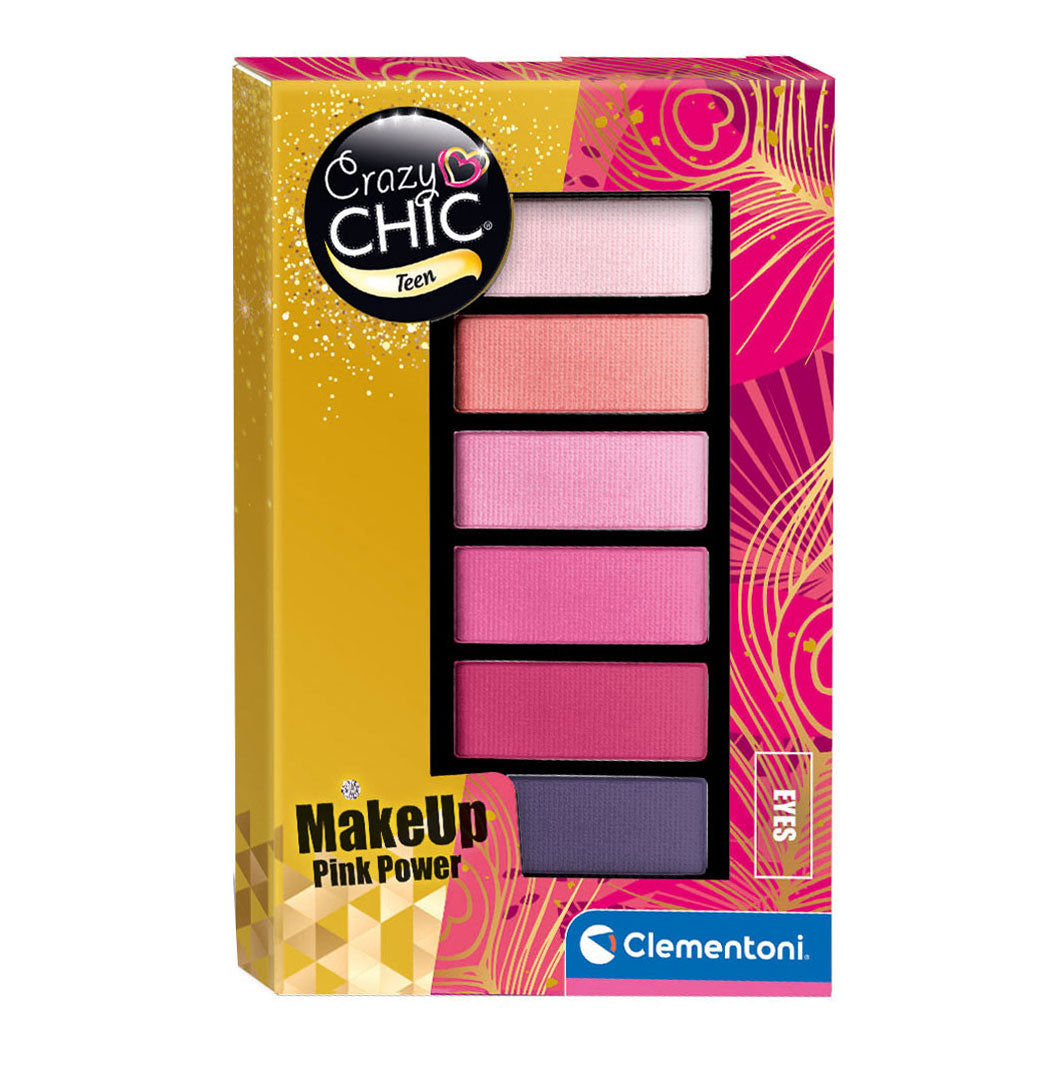 Clementoni crazy chic oogschaduwpalet pink power, 6 kleuren