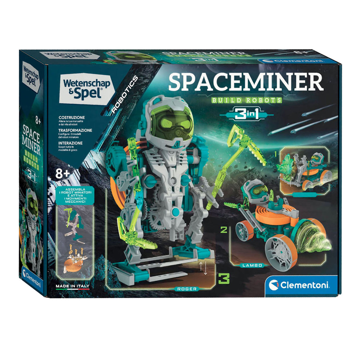 Clementoni Science und Spel - Weltraumminer -Robotik 3in1 Konstruktionsset