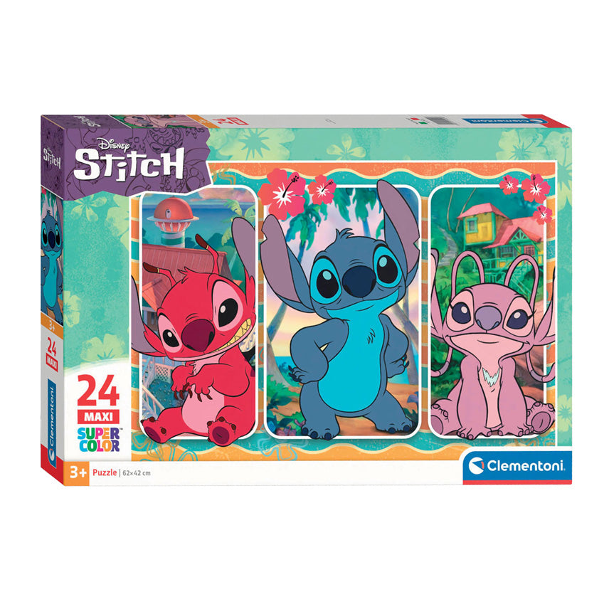 Clementoni legpuzzel super color maxi disney stitch, 24st.