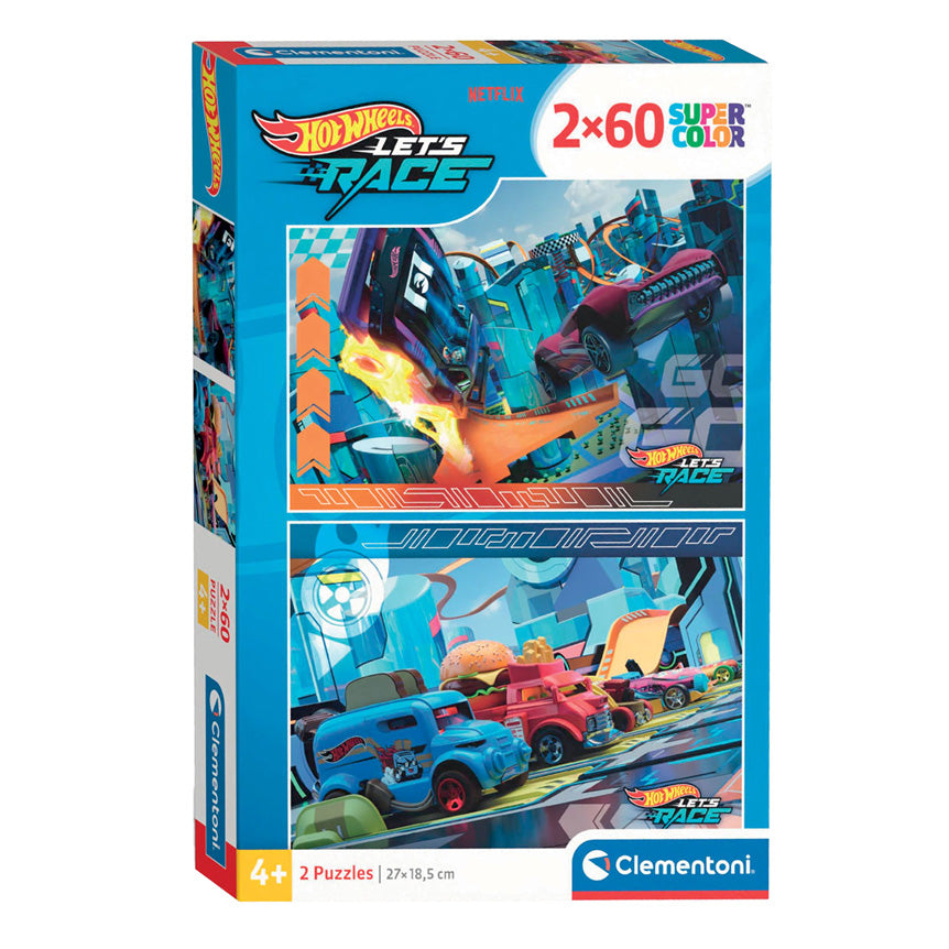 Clementoni Legpuzzel Super Color Hot Wheels, 2x60st.