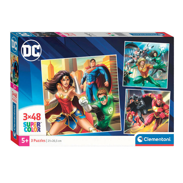 Clementoni legpuzzel super color vierkant justice league, 3x48st.