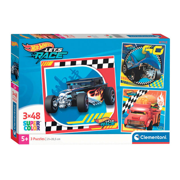 Clementoni Jigsaw Puzzle Super Color Square Hot Wheels, 3x48st.