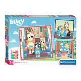 Clementoni legpuzzel super color vierkant bluey, 3x48st.