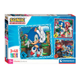 Puzzle clementoni puzzle super color quadrato sonic, 3x48st.