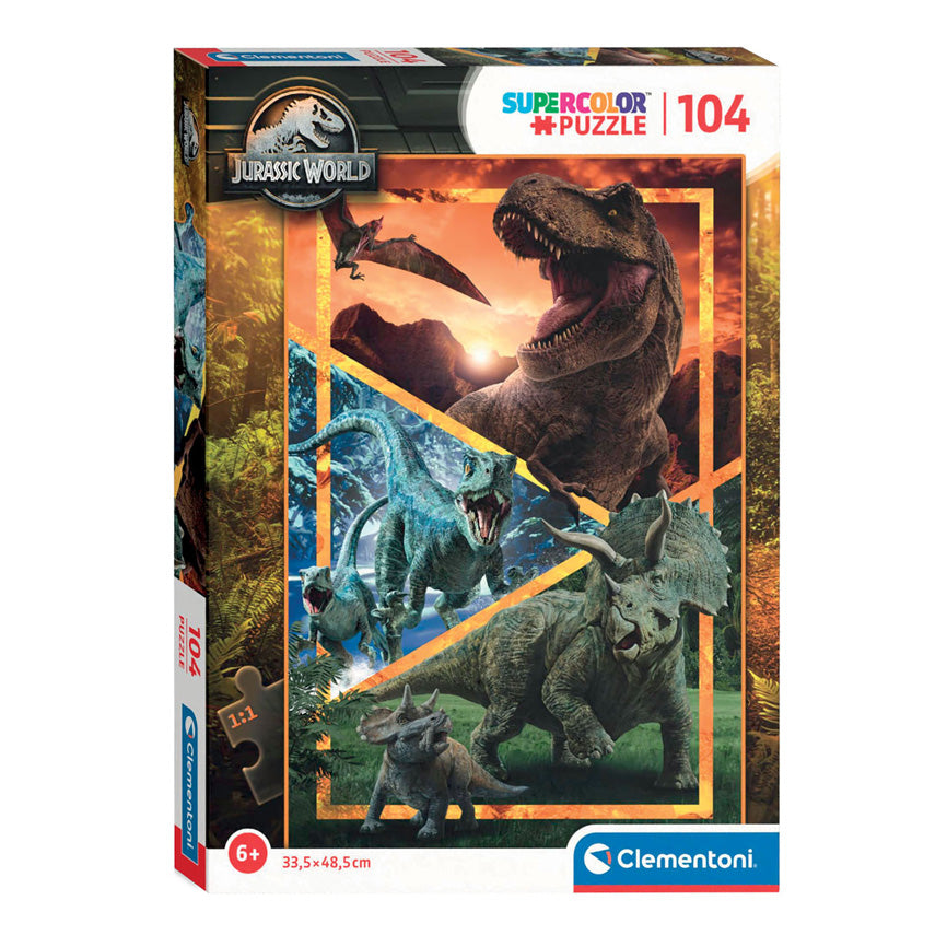 Clementoni legpuzzel super color jurassic world, 104st.