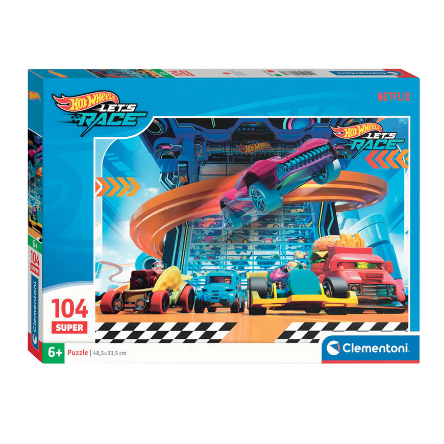 Clementoni legpuzzel super color hot wheels ii, 104st.