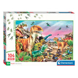 Clementoni legpuzzel super color land of dinosaurs, 104st.