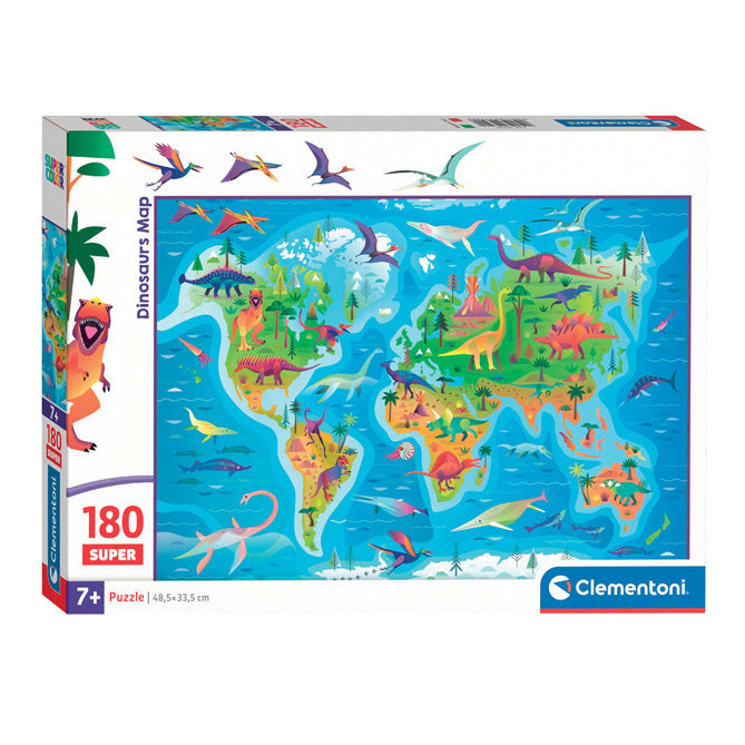 Clementoni Jigsaw Puzzle Super Color Dinosaurus Karte, 180.