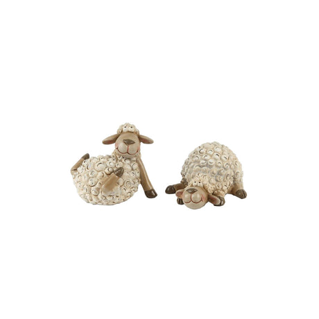 Beeldje schaap beige klein 14x11,5x7,5cm