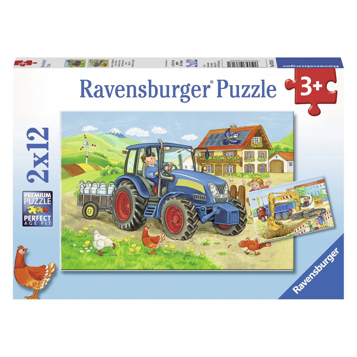 Ravensburger - On the construction site and farm Puzzle 2x12 pieces