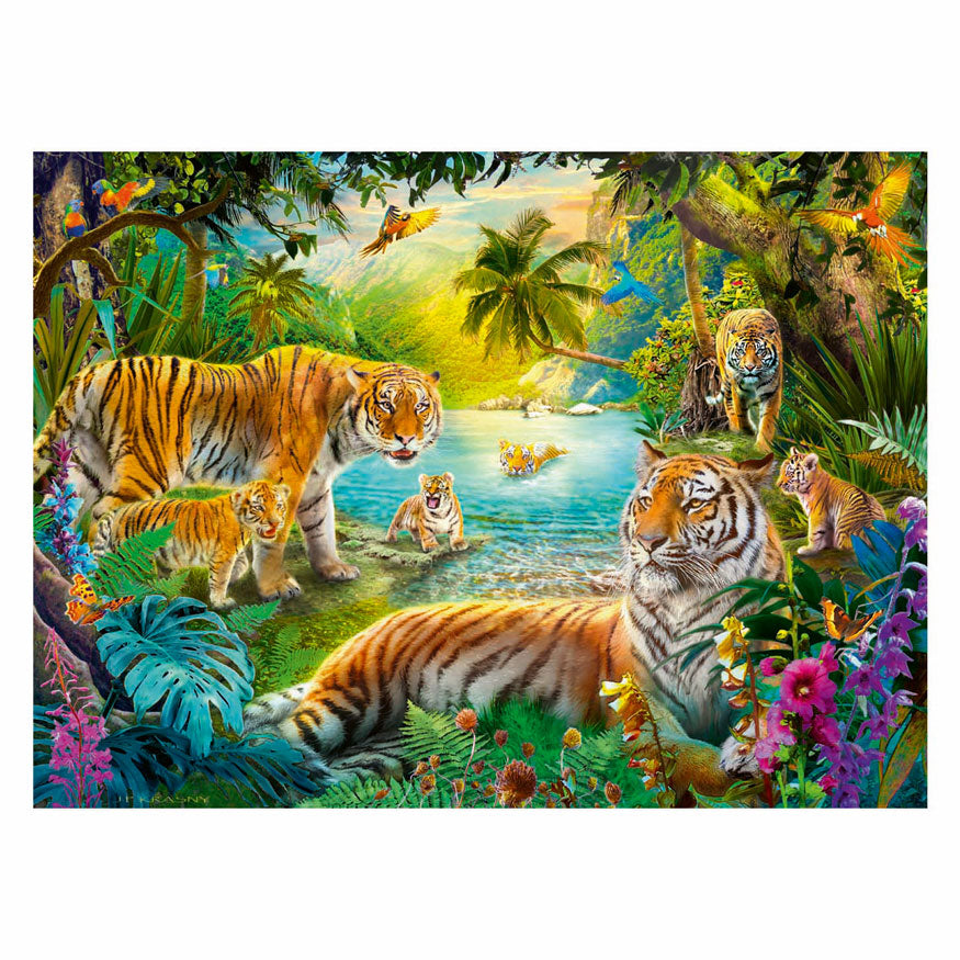 Ravensburger puzzel tijgers in de oase - 500 stukjes puzzel.