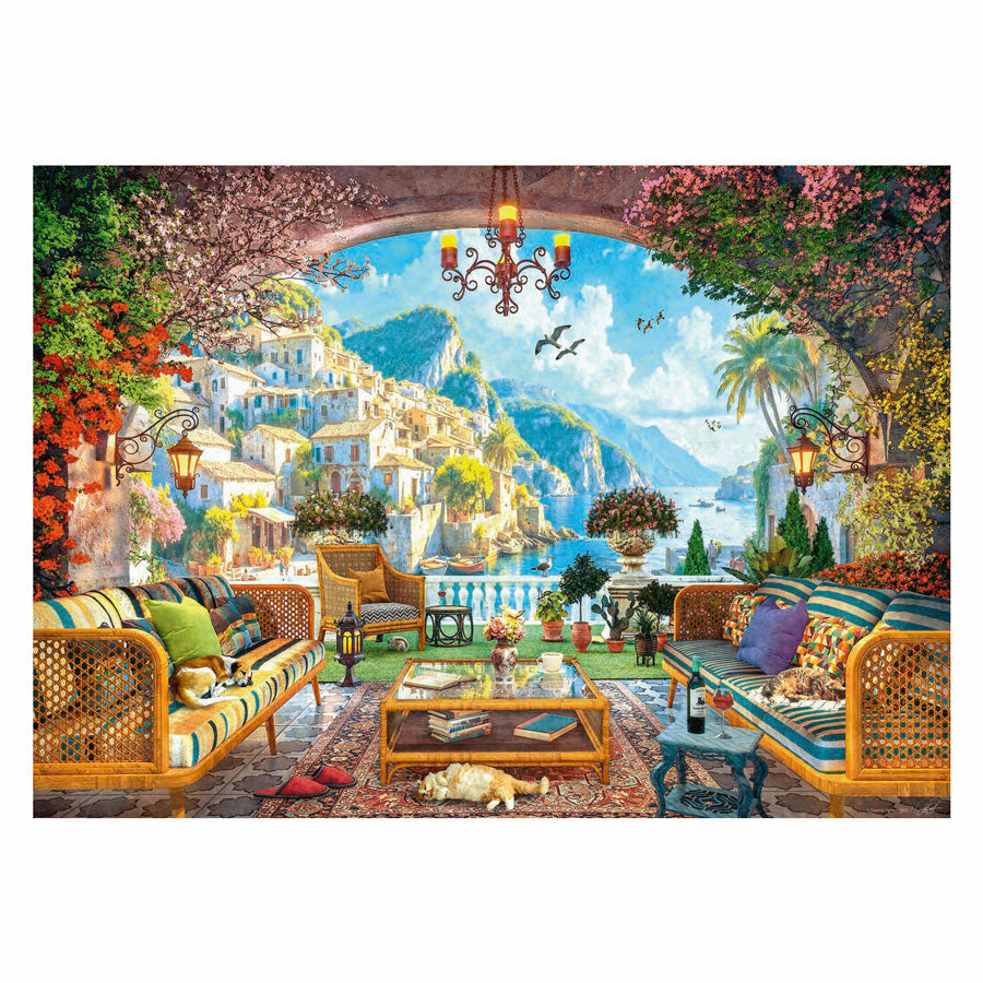 Ravensburger puzzel mediterranean terrace view - legpuzzel - stukjes